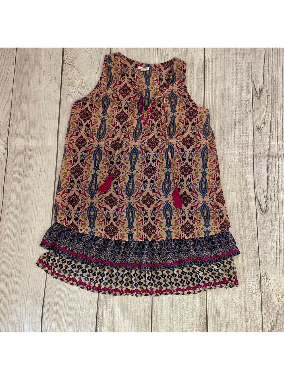 XHILARATION Women’s Boho Patterned Paisley Sleeveless Top Blouse Size Medium